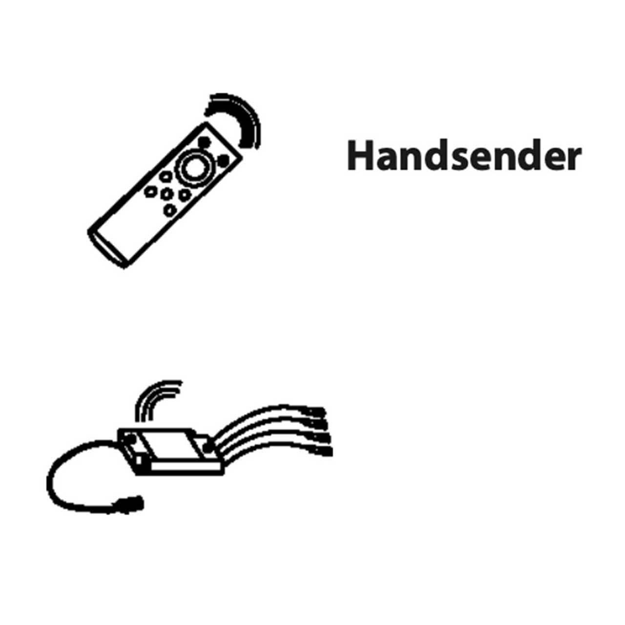 Strichzeichnung eines Handseders und Empfängermodul